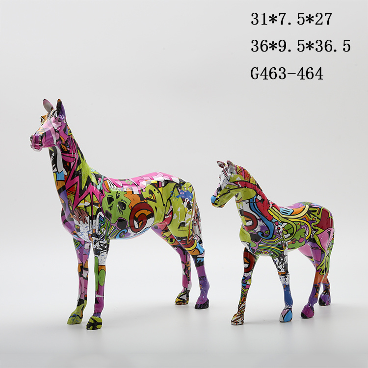 Creative Water Transfer Printing Resin Horse Crafts Home Decorative Ornaments