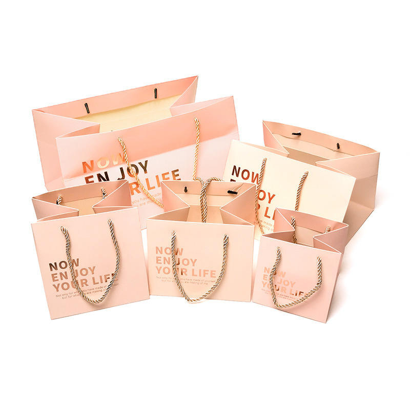 Paper Bag Shopping Packaging Clothing with Logo Gift Jewelry Pink Paper Packaging Bags