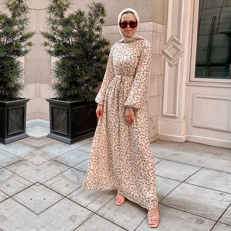 Elegant Floral Printed Abaya Dress for Women - Wholesale Maxi Style