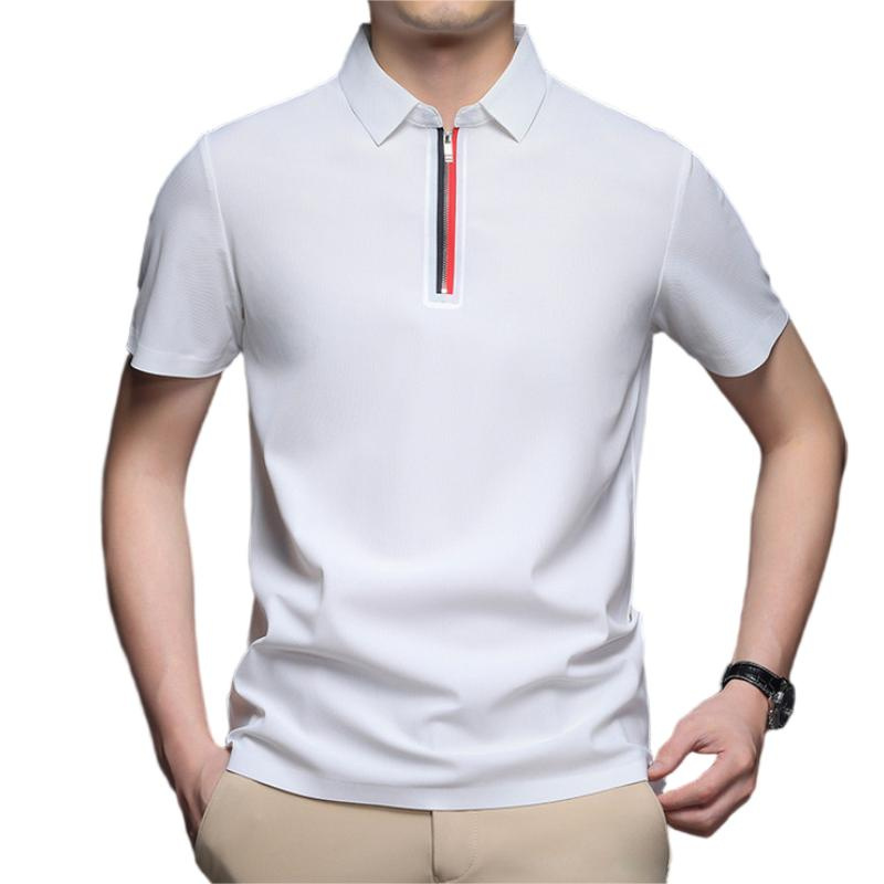 OEM Men's Solid Color Zippered Summer Casual Short Sleeve Stylish Polo Shirt