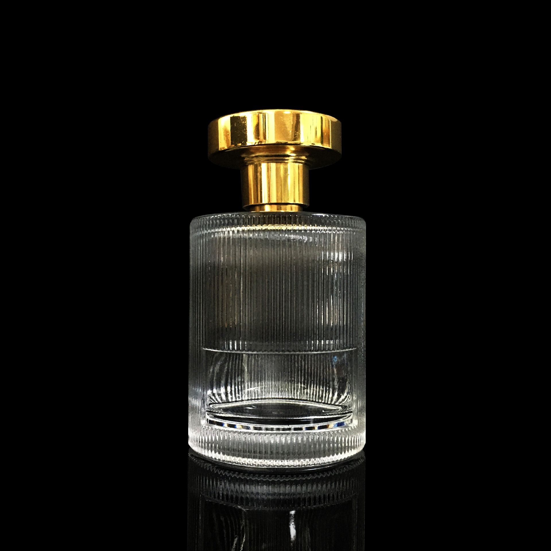 100ml Cylindrical Vertical Stripe Best Elegant Fragrance Package Perfume Bottle Spray Bottle Glass Bottle with Crimp Cap