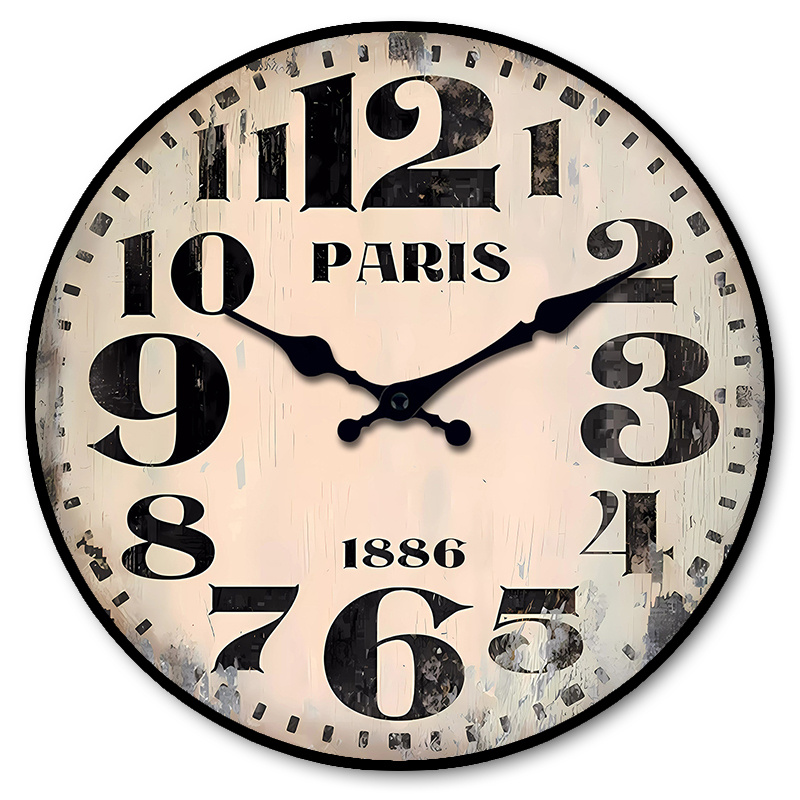 Vintage Paris 1886 Wall Clock, French Shabby Chic Retro Decor Timepiece