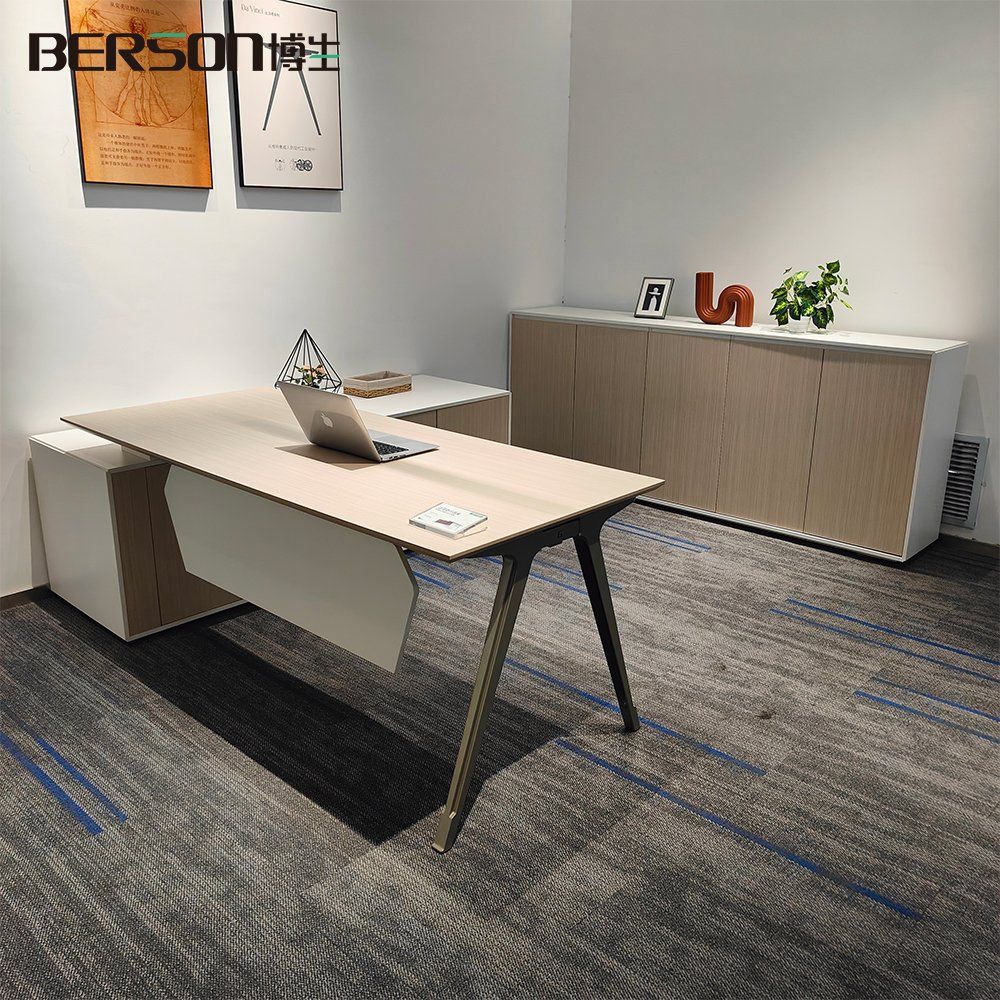 Luxury Furniture Boss CEO L-Shaped Office Desk Executive Table with File Cabinet