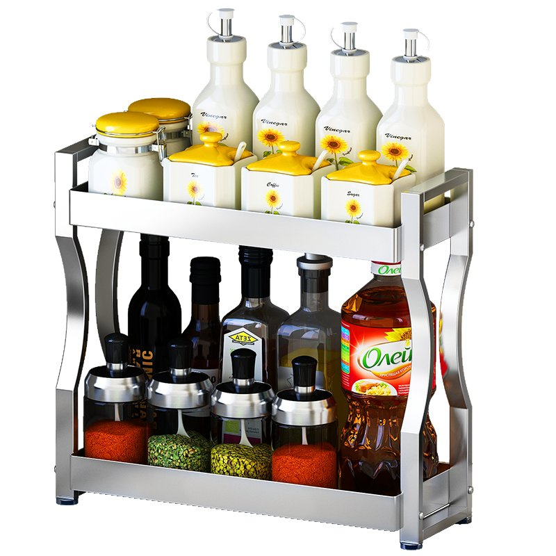 High Quality Stainless Steel Kitchen Countertop Seasoning Bracket Anti-Corrosion Coating Spice Storage Rack