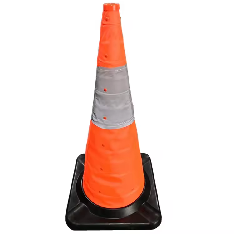 Hot Selling Portable Orange Rubber Base Retractable Telescopic Foldable Road Traffic Cone Collapsible Pop Up Safety Cone
