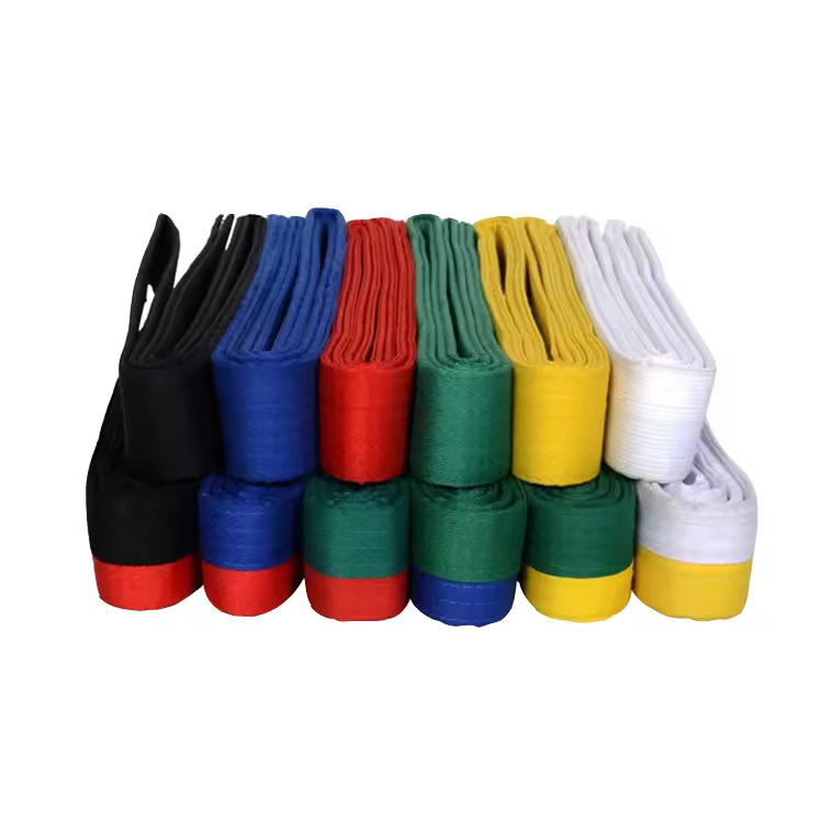 Half Half Color Martial Arts Belt Wholesale Polyester Cotton Felt Inside Oem Custom Label Made Solid Color Belt For Taekwondo