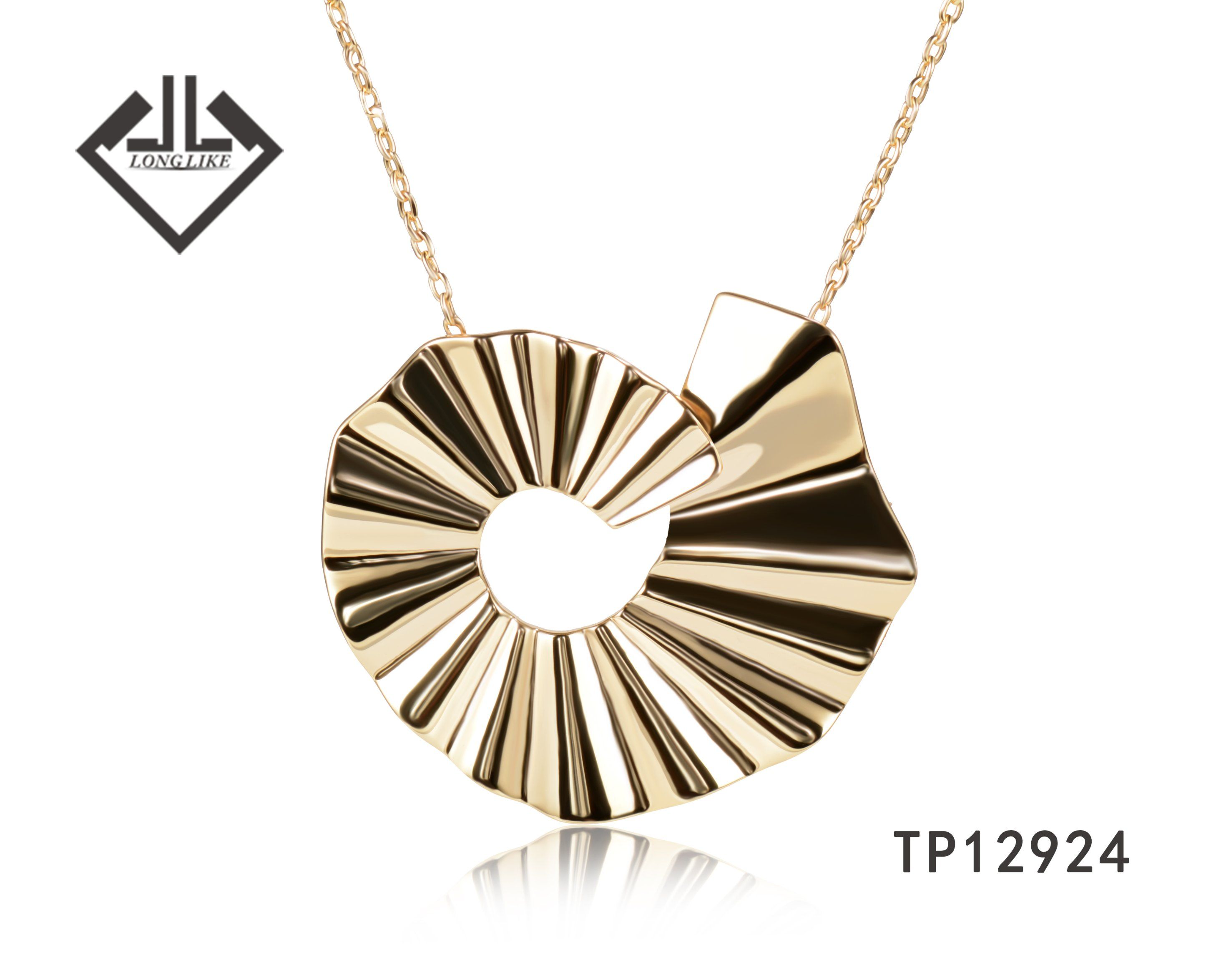18K Gold Plated Women's Irregular Geometric Slice Necklace Fashion 925 Silver Necklace
