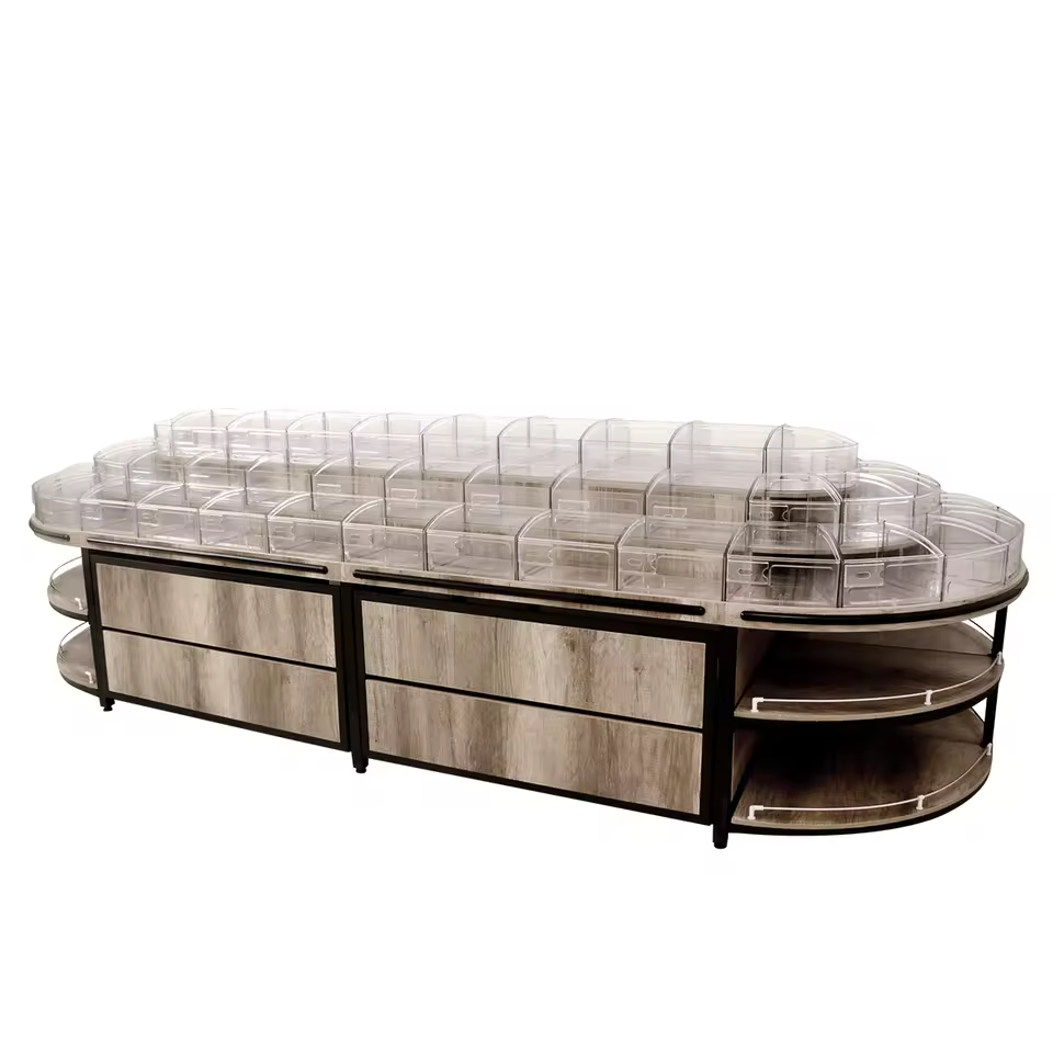 Supermarket Wood Floor Candy Display Shelf Store Shelves For Bulk Goods Retail Store