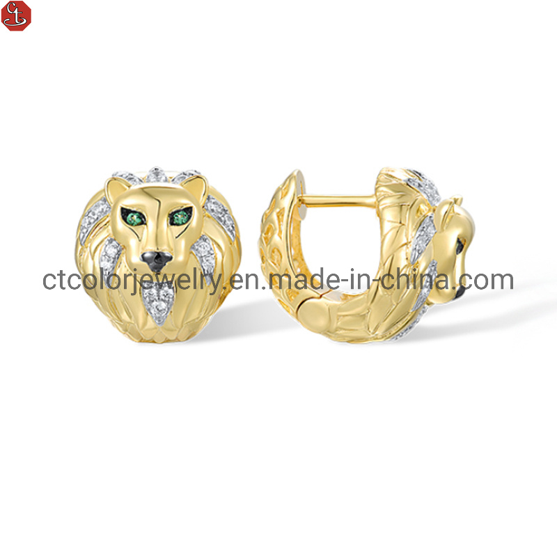 Best Quality Vintage Gold Panther Head Earrings for Animal Jewelry Accessories