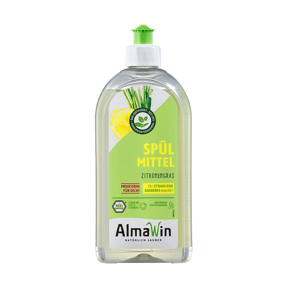 AlmaWin Brand Organic Dishwashing Liquid With Lemongrass Scent 500ml Dishwashing Liquid Powerful Dishwashing Organic Detergent