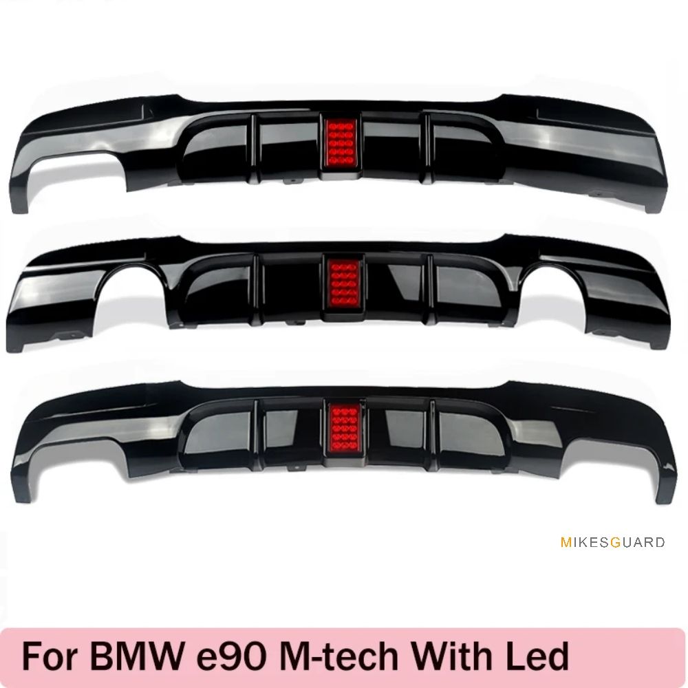 Rear Bumper Spoiler Lip with LED for BMW 3 Series E90 318I 320I 328I 330I 335I 340I Diffuser with Brake Light 2005-2012