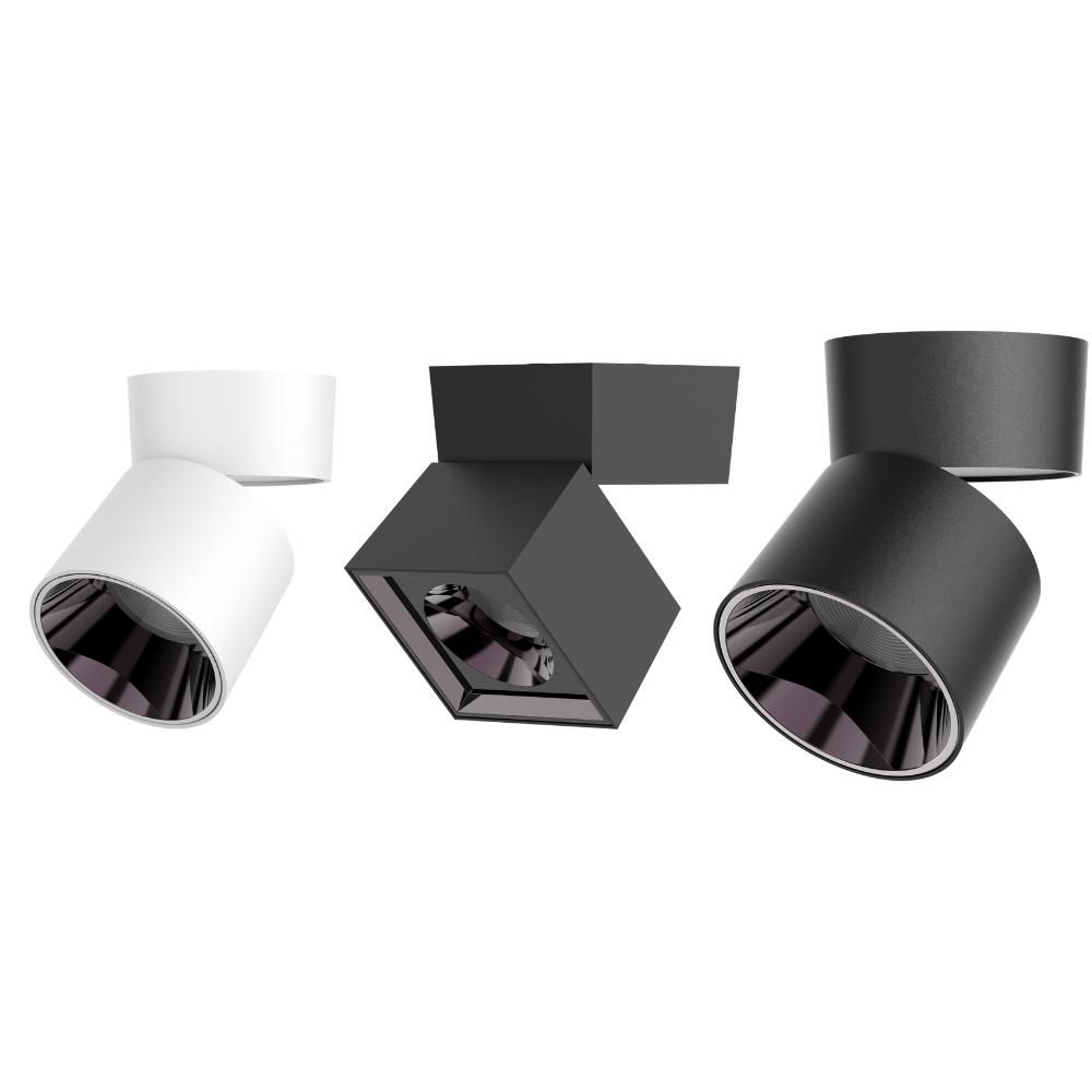 OEM ODM 12W Aluminum Ceiling Surface Mount Adjustable Indoor Home Office COB Spotlight Dimmable LED Downlight for Home Furnishing Hotel Supermarket Restaurant