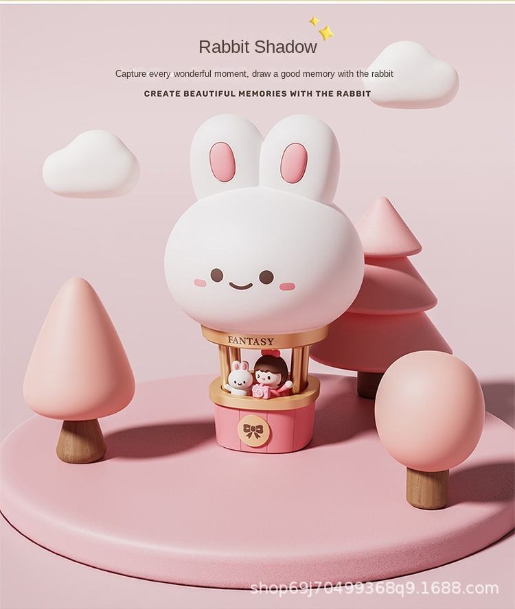2025 Original Creative New Hot Air Rabbit Night Light Cute Cartoon Best Friend Abs Mini Internet Battery 5v Rechargeable Home