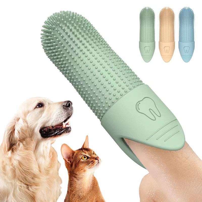 Wholesale 360 Soft Silicone Pet Finger Toothbrush for Medium Large Dogs Cats Silicone Dog Tooth Cleaning Brush
