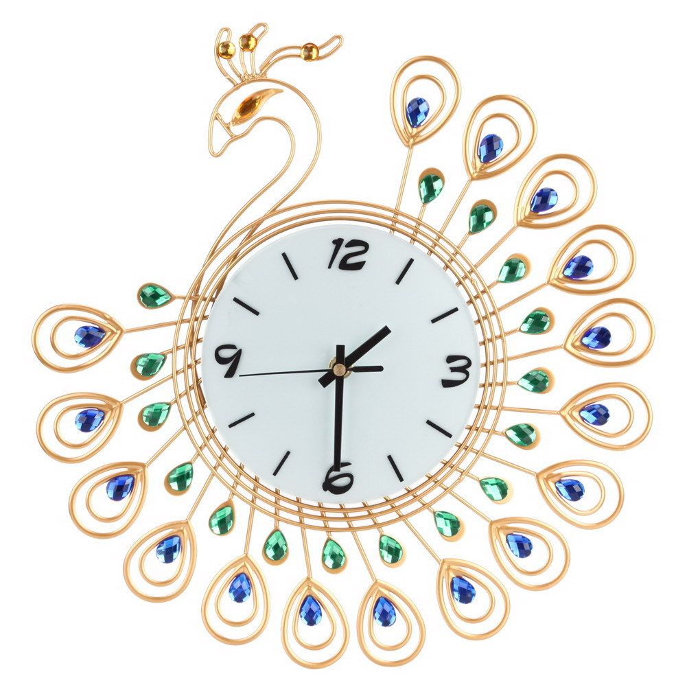 Peacock Wall Clock Big Size Metal Wall Clock