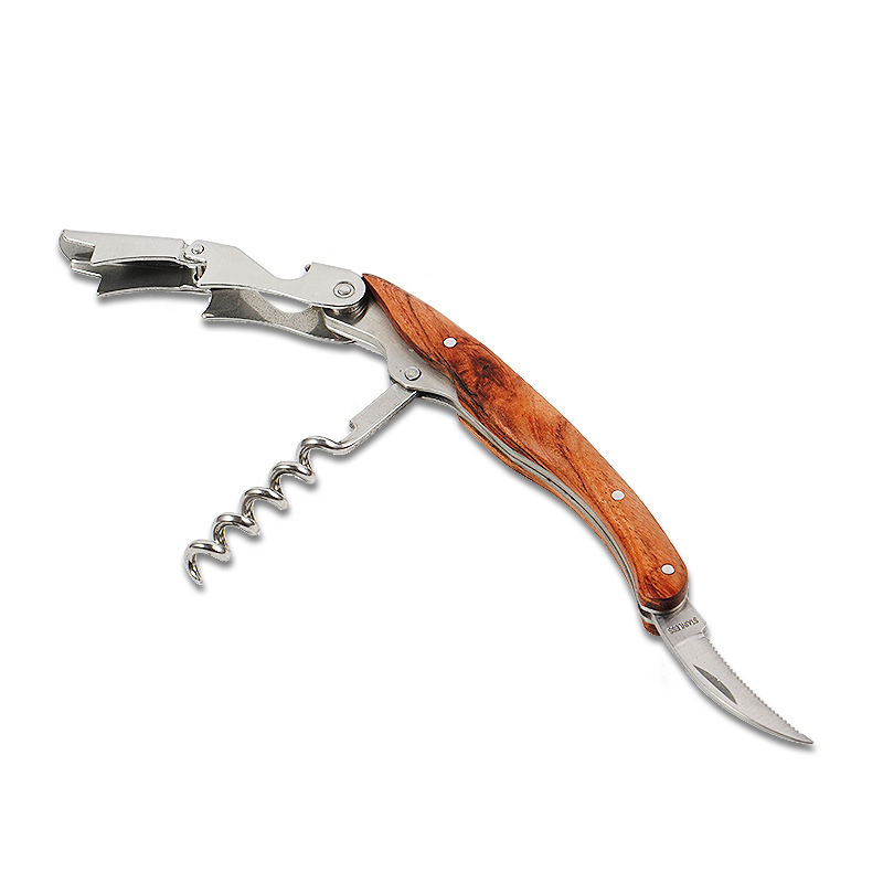Professional Corkscrew Wine Opener with Premium Rosewood Handle Double Hinged Bottle Opener with Serrated Foil Cutter