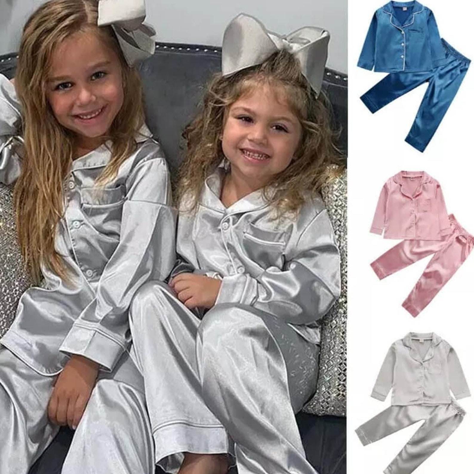 2022 Baby Girl Short Sleeve Pajamas 100% Pure Natural Silk Pajamas Set Shorts Sleepwear for Children and Kids Silk Pajamas
