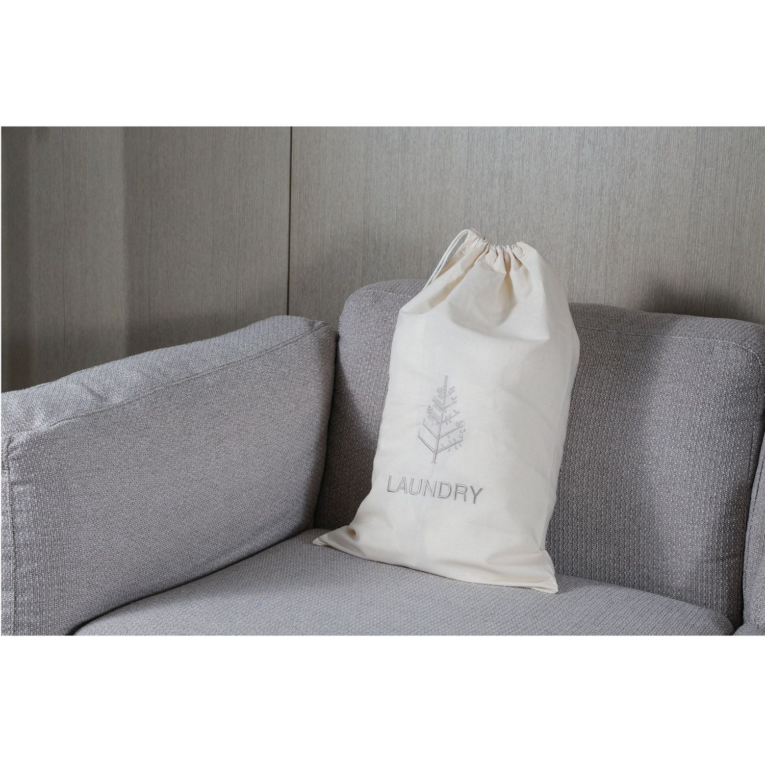 100% Cotton Double Drawstring Laundry Bag for Star Hotels with Embroidered Logo