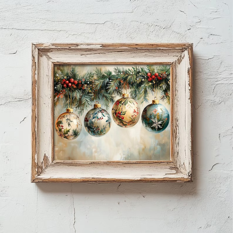 100% Handmade Modern Floral Wall Decor Textured Oil Painting Vintage Christmas