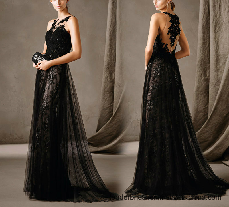Stock Prom Gown Black Lace Beading Mother Party Evening Dress E1784