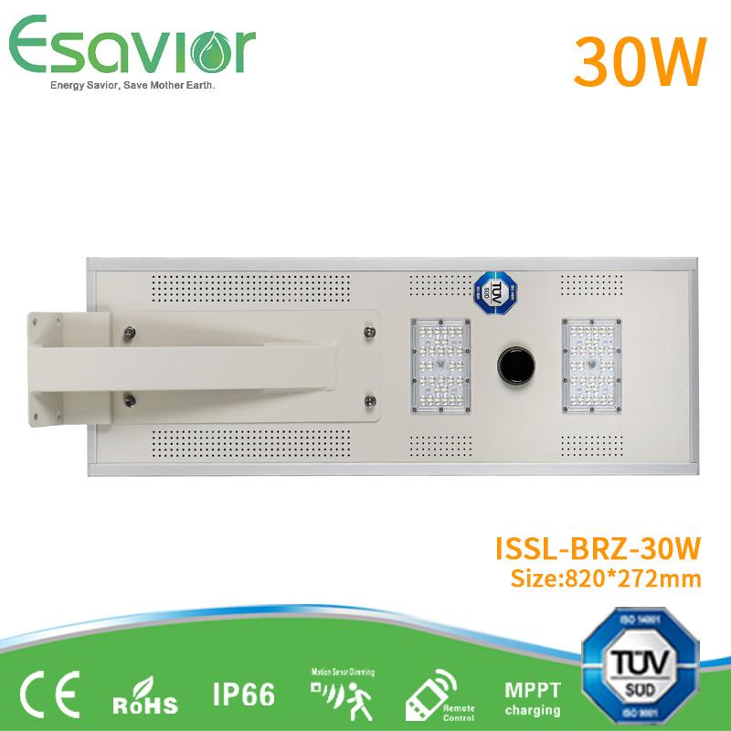 Wholesale Price TUV CE RoHS 30W 3000lm LED Solar Lamp All in One Solar LED Street Lighting Outdoor with Motion Sensor Flood Lamp Road Outdoor Garden Wall Lamp