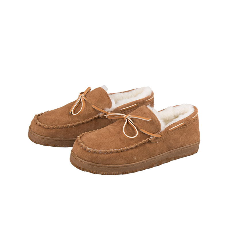 Mens Cheap Sheepskin Winter Fur Moccasin Outdoor Casual Slipper Shoes