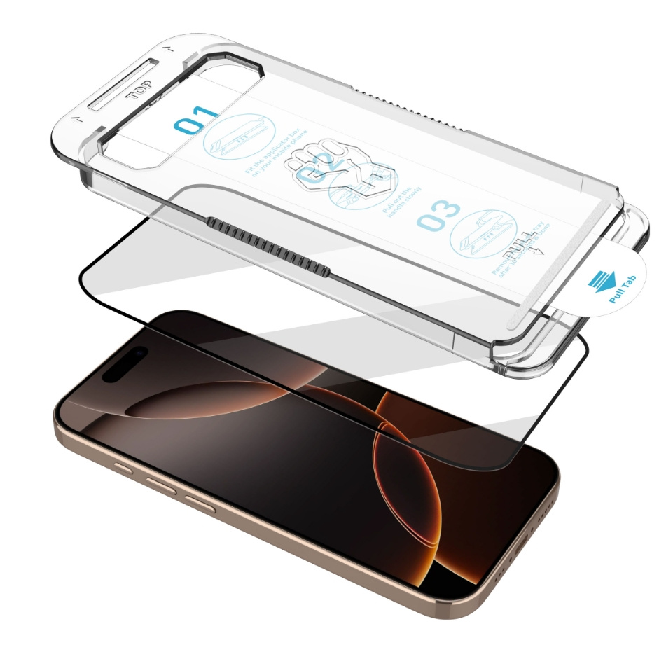 Latest Design 3X Reinforced Tempered Glass Ez Applicator for iPhone 17 Air 16 15 13 PRO Max Easy Install Kit