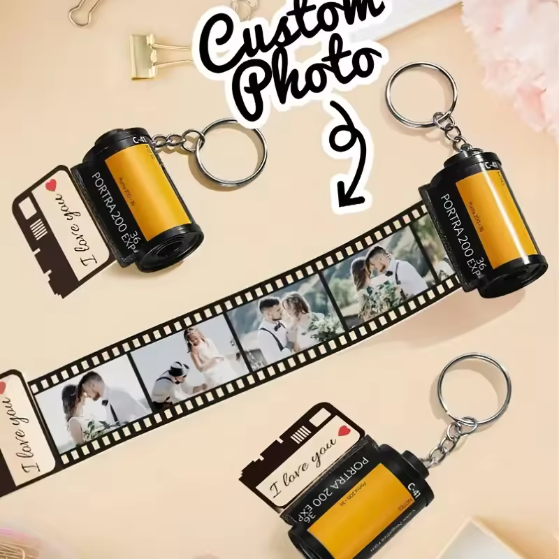 1pc Unique Valentine's Day Gift,Custom Photo Film Keychain,Plastic Film-style Pendant For Bags & Totes