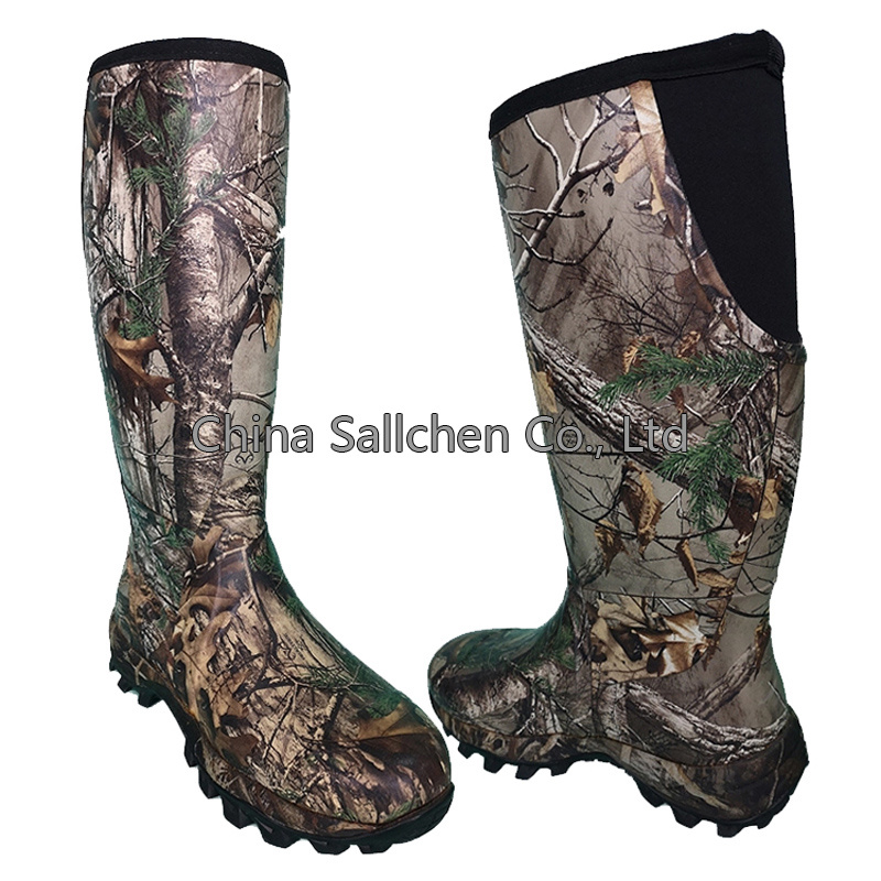 Wholesale Customizable Camo Print Rubber Hiking Shoes Hunting Boots