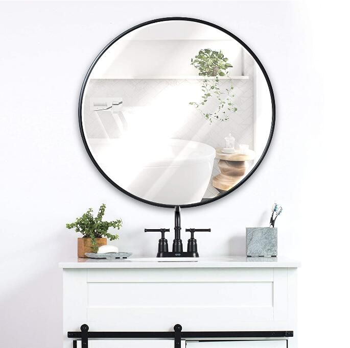Black Round Metal Frame Circle Wall Mirror, Best for Modern Home Decoration Washrooms Bathroom