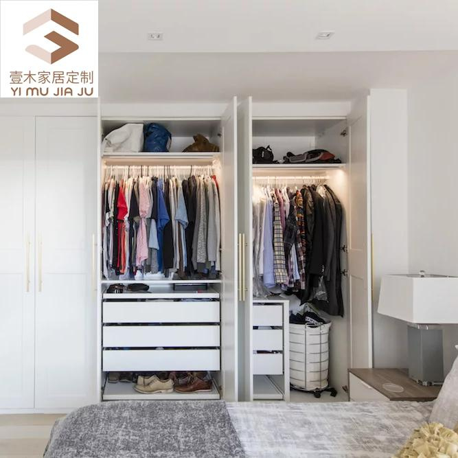 European Style Furniture Wooden Wardrobe High End Bedroom Built-in Wardrobe Closets