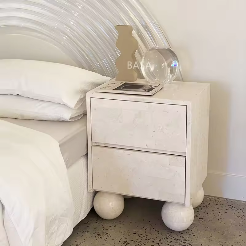 Factory Direct Contemporary 2-drawer Natural Marble White Square Nightstand For Apartment Or Bedroom Home Furniture
