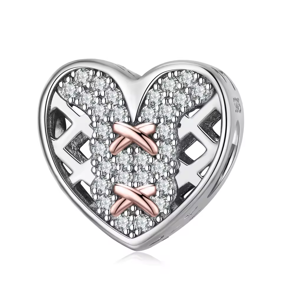 Authentic 925 Sterling Silver Beads Bow Ties And Dresses Heart Shape Charm With Zircon For Women Jewelry Charm Bracelet Making
