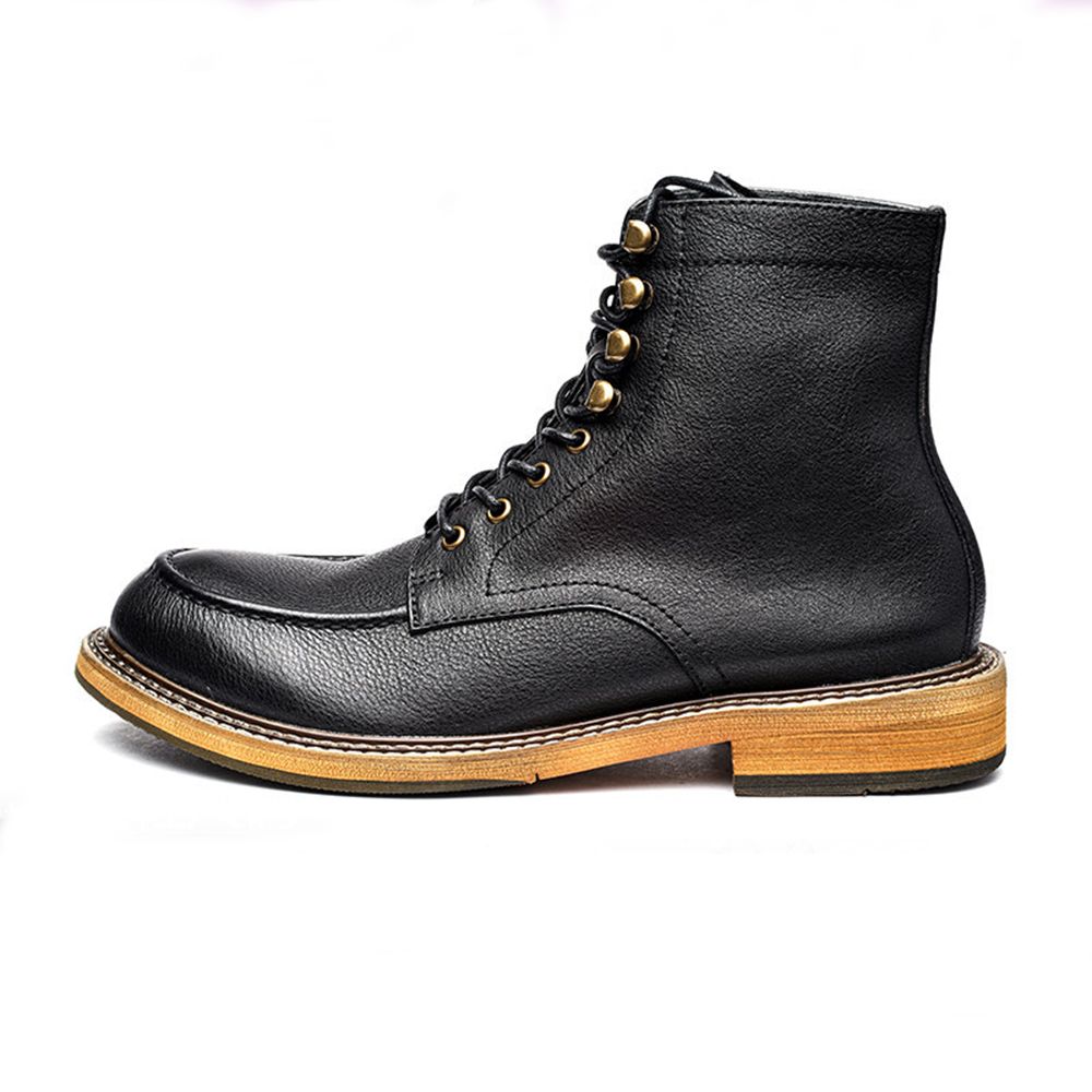 2024 New Hot Selling Genuine Leather Men's Martin Boots British Style Round Head Men's Trendy Shoes