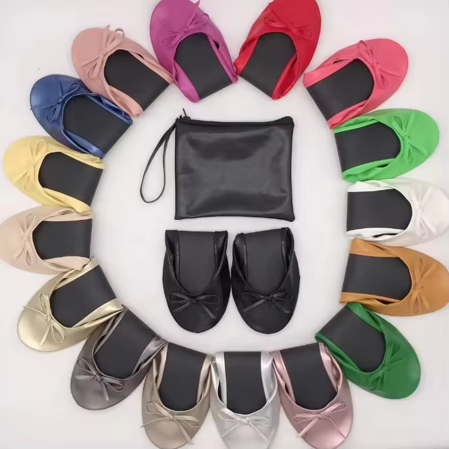 Aka 2023 Women's Hot Pink Ballet Flats Printed Wedding Folding Pumps Slip-on Closure Summer After Party Shoes