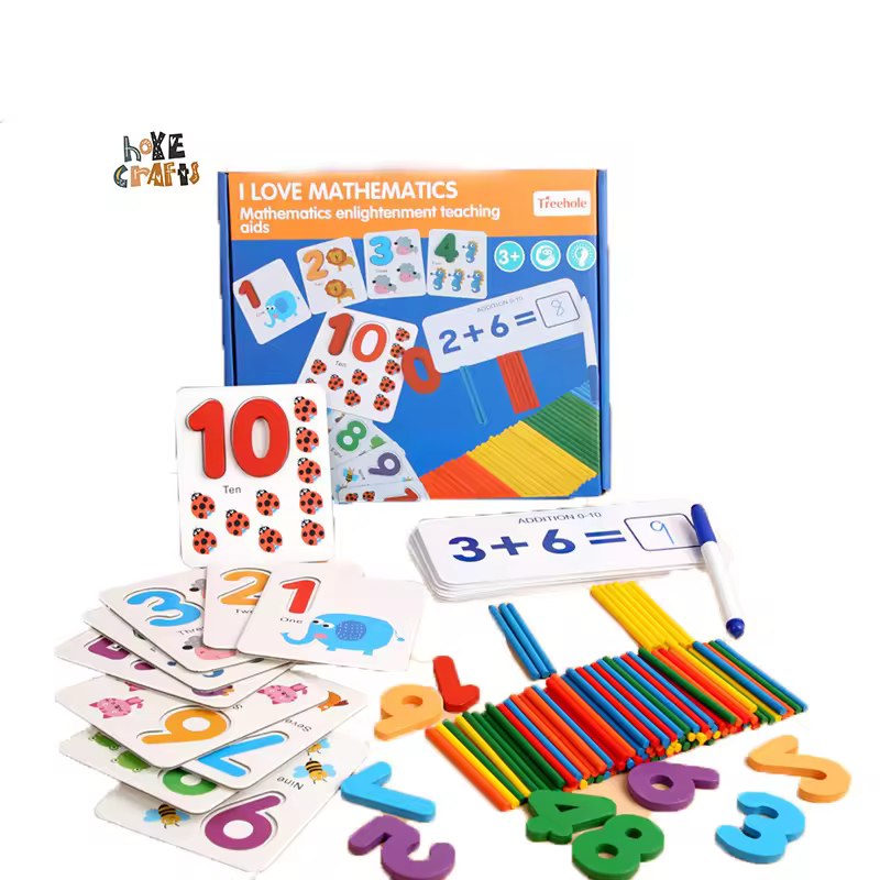 The Set Of Number And Calculation Cards With Counting Sticks To Help Children Do Math,Thinking,Montessori Materials