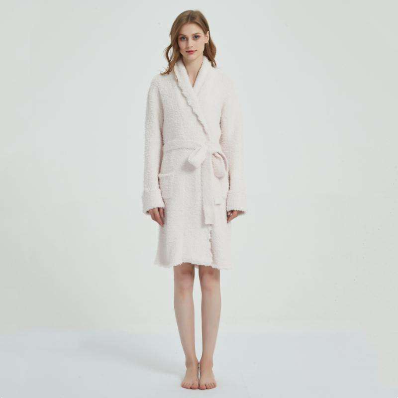 Sweet Girl Home Dressing Gown Short Winter Chenille Knitted Robe Plush Loungewear In Pink By Stringy Selvedge Softness Feature