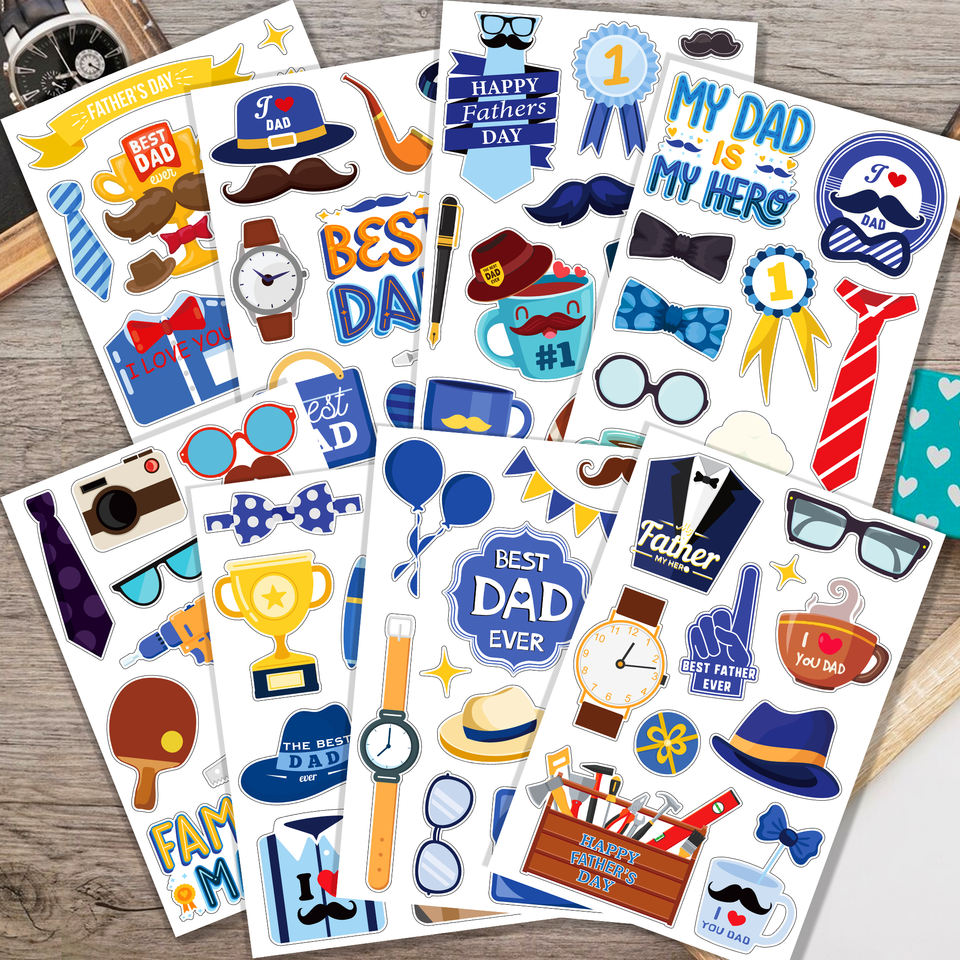 DM018 Happy Father's Day Window Stickers Home Office School Glass Window Clings Decals for Best Dad Party Decorations