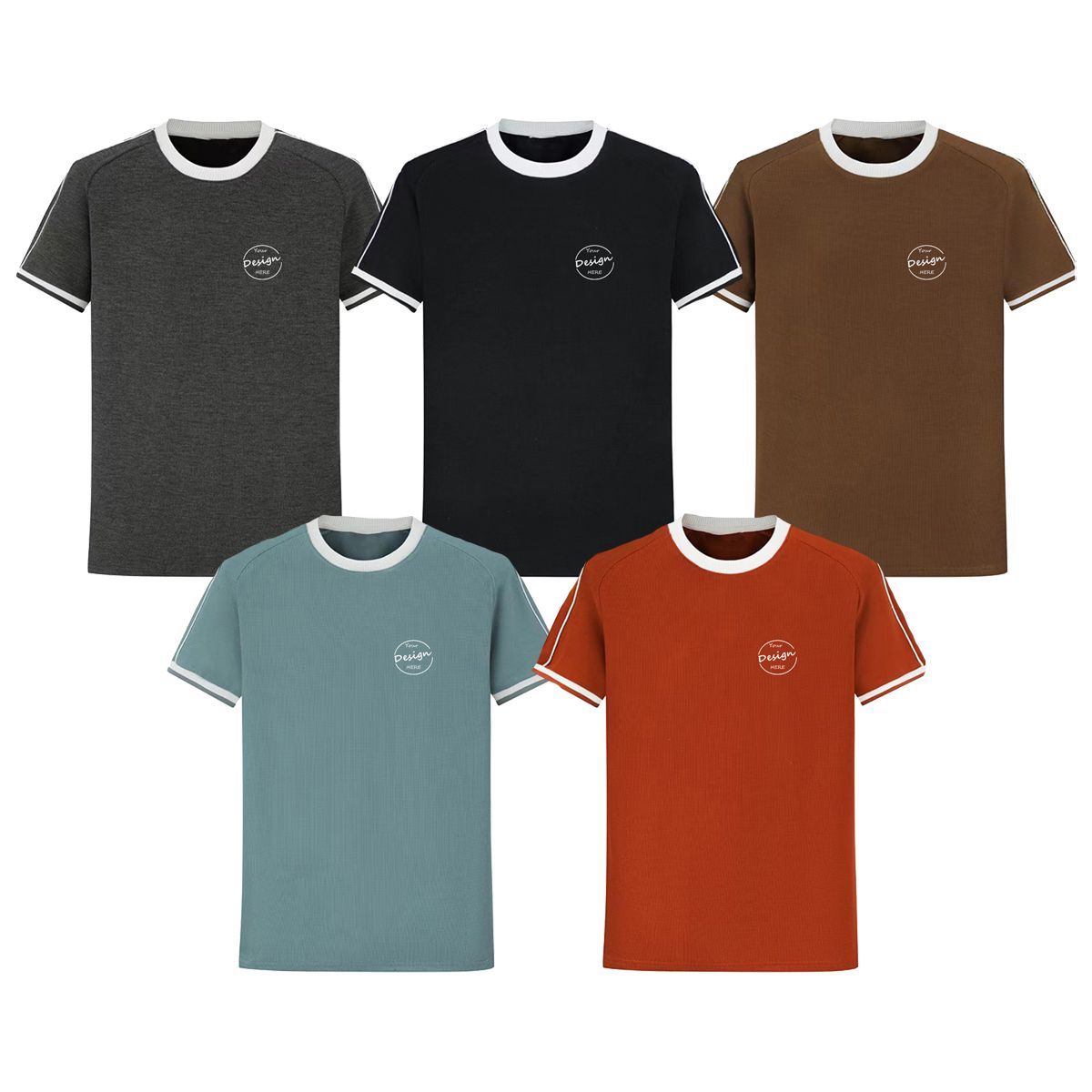 Factory Direct Sales Short-Sleeved T Shirt Round Neck Men's Patchwork T-Shirt 100 Pure Cotton White T-Shirt for Men