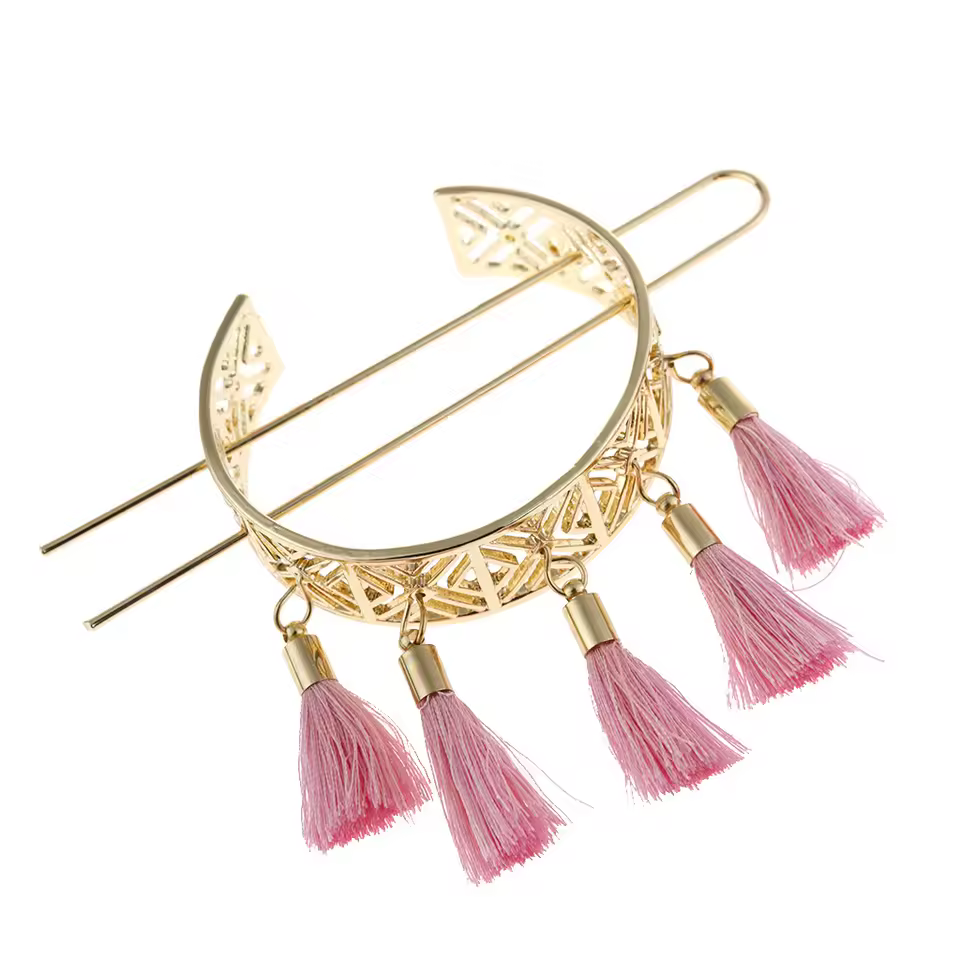 Tracy & Herry Geometric Hollow Hair Ornaments Retro Tassel Hairpin Women Meatball Head Bun Hun Hair Fork Stick Hair Accessories