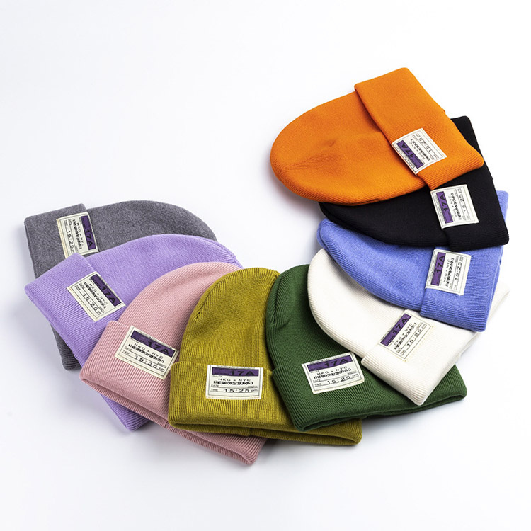 Blank Acrylic Warm Knitted Plain Men Woman Fashion Private Label Beanie Cap