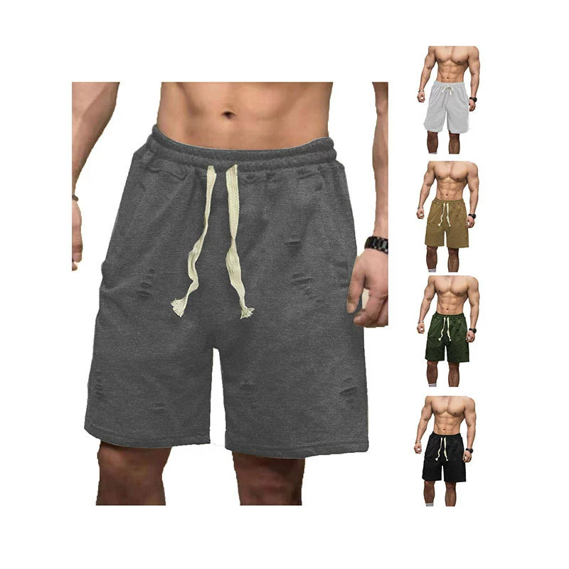 2024 Summer Thin Men's Shorts Solid Color Shorts Loose Breathable Casual Five-Fifth Pants Trendy Style