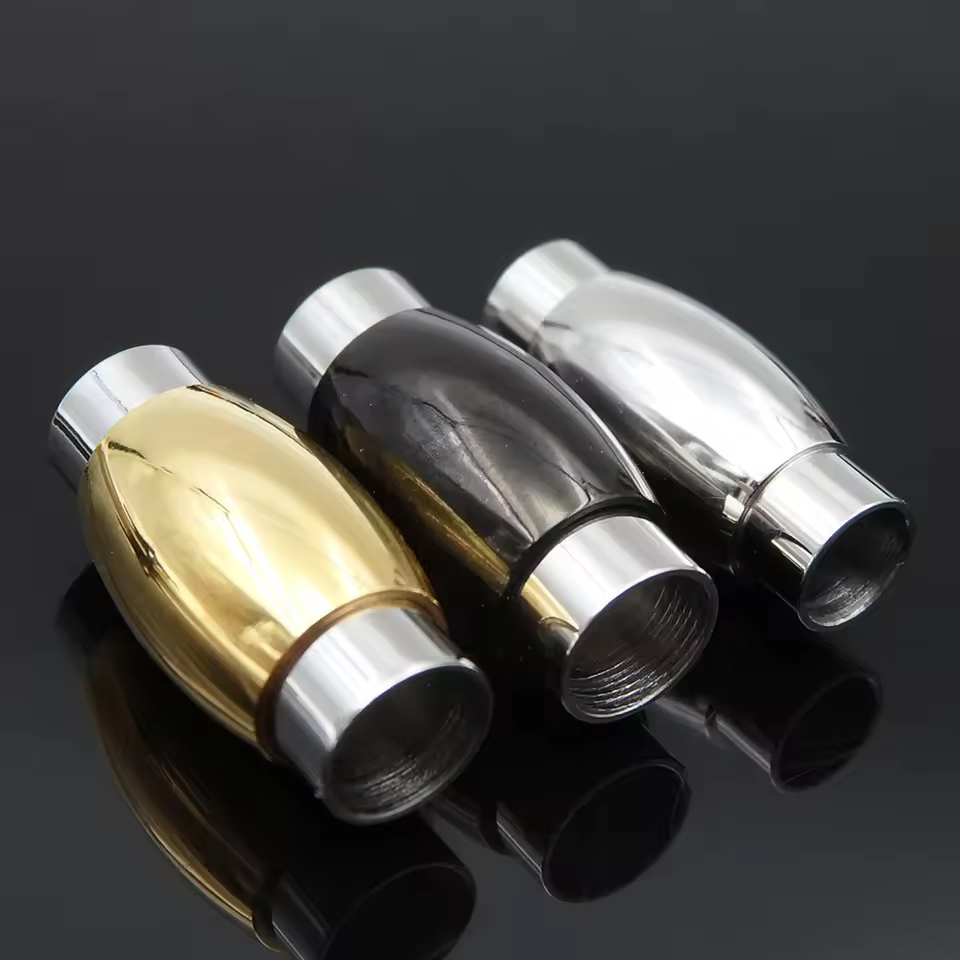 Factory Wholesale In Stock Engravable 3/4/5/6mm Hole Gold Black Silver Stainless Steel Clasp For Diy Bracelets Making