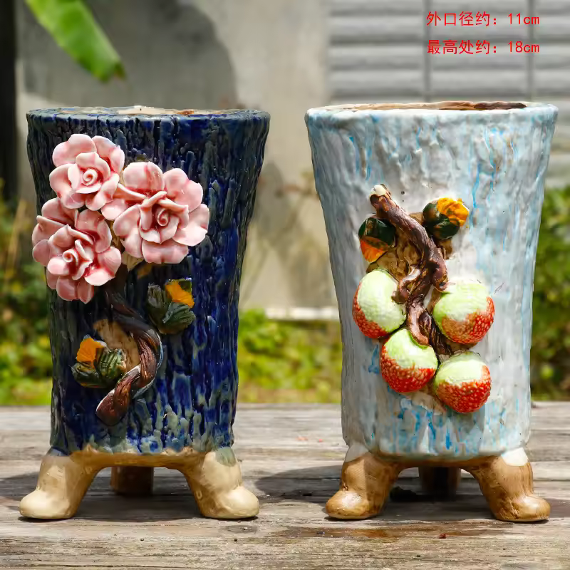 Msh Hand-made Tall Succulent Flower Pot Garden Home Decoration Green Planter