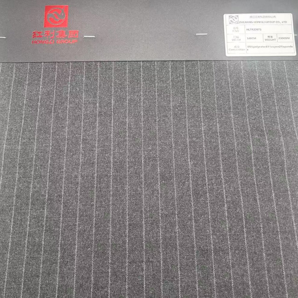 Zara Order Vertical Stripes Tr Weft Stretch Polyester Fabric for Uniform/Blazer/Pants