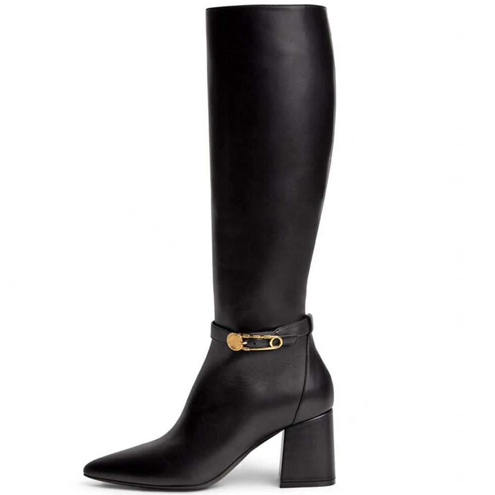 Trendy Midcalf Boots Pointed Toe High Chunky Heel Boots Women Shoes Ladies Long Boots China Supplier