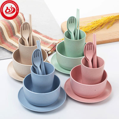 Factory Cheap Direct Shipping Proper Price Wheat Straw Dinner Set Dinnerware Set BPA Free for Kids/Children/Student