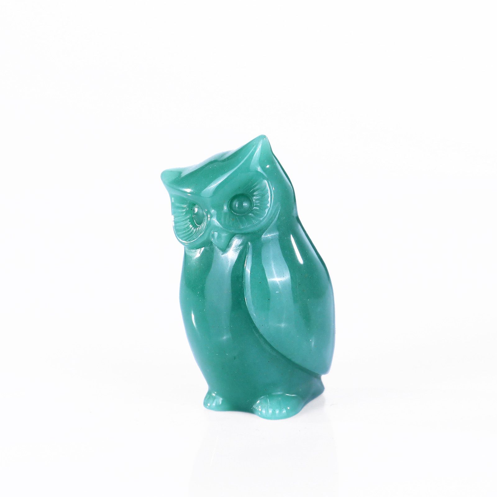 2 inch Green Aventurine Baby Owl Figurine Hand Crafted Natural Crystal Mini Sculpture