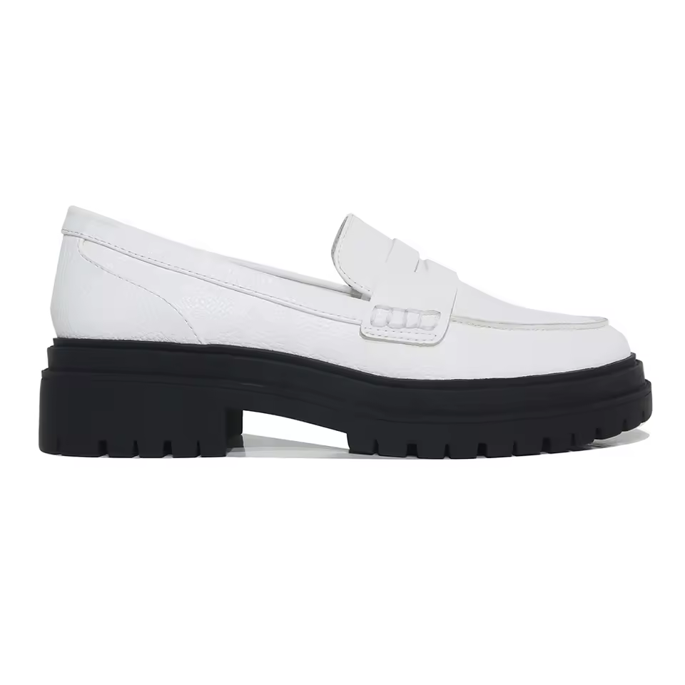 Low Moq Oem Odm Flat Light Weight Anti-slip Slip On Contrast Color Design Custom Logo White And Black Women's Loafers Shoes