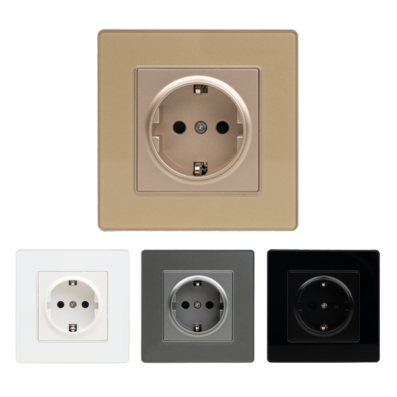 Mvava 2024 High Quality PC Key and Glass Panel European Individual Control Power Home Otlet Safety Electrical Wall Socket